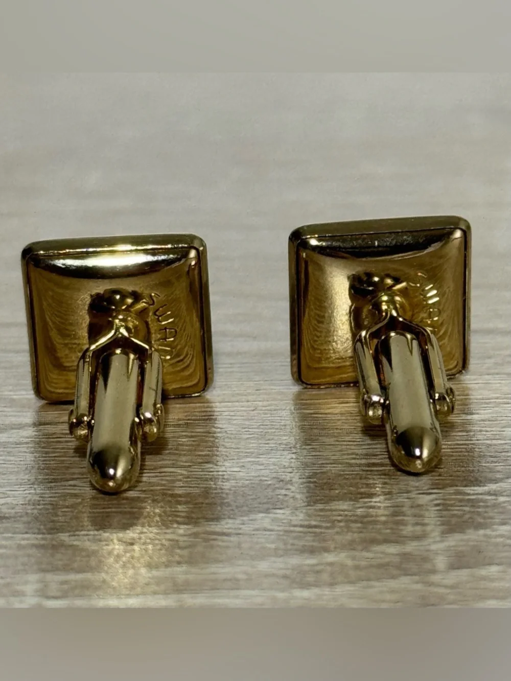 Vintage Swank Gold-ToneBlack Onyx Square-Shaped Cuff Links